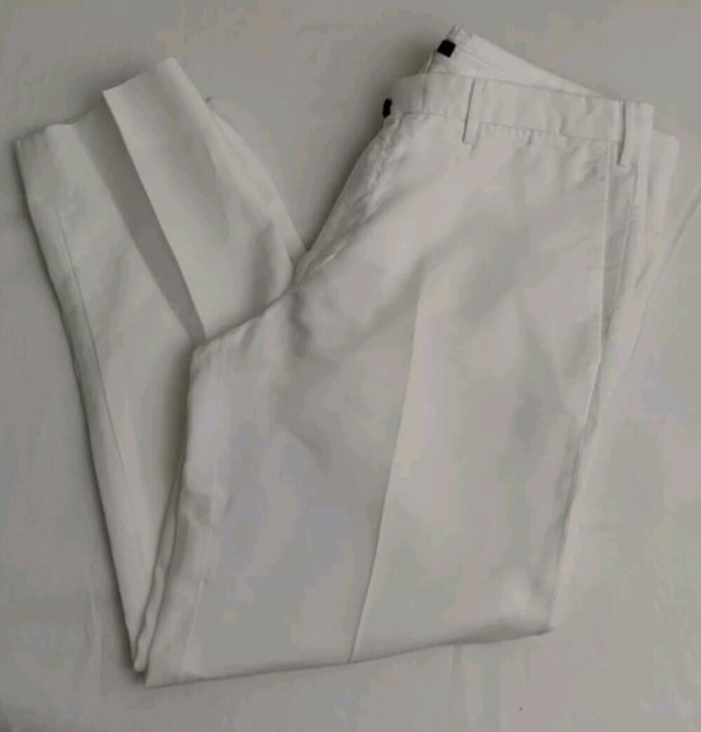 Incotex Chinolino Classic Fit Pattern B Mens Linen- Cotton White Pants 36 x 27.5